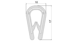 Rubberprofiel Kantprofiel-10x17 (S=2 mm) - Rubber profile