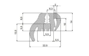 Rubberprofiel Ruitrubber-12,5 (S=5,5 mm) - Rubber profile