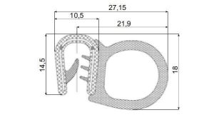 Rubberprofiel Ballonprofiel-14,5x21,4 (S=2-5 mm)-Rubber profile