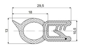 Rubberprofiel Ballonprofiel-13x29,5 (S=1/2,5 mm)-Rubber profile