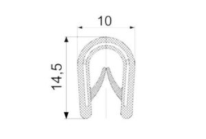 Rubber profile Kantprofiel-10x14.5 (S=1-4 mm) Kantprofiel-10x14.5 (S=1-4 mm) - Rubber profile
