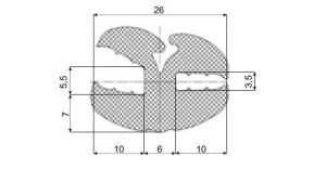Rubber profile Ruitrubber-26 (S=5,5/3,5 mm) Ruitrubber-26 (S=5,5/3,5 mm) - Rubber profile