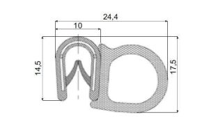 Rubber profile Ballonprofiel-14,5x19,4 (S=1-4 mm) Ballonprofiel-14,5x19,4 (S=1-4 mm)-Rubber profile